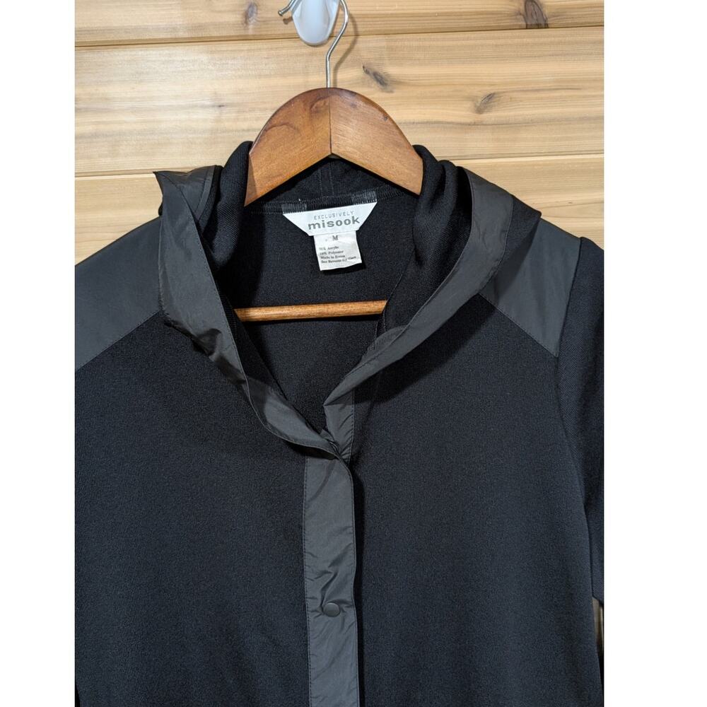 Misook Jacket Womens Mendium Black Hooded Lightweight Career - Picture 2 of 9